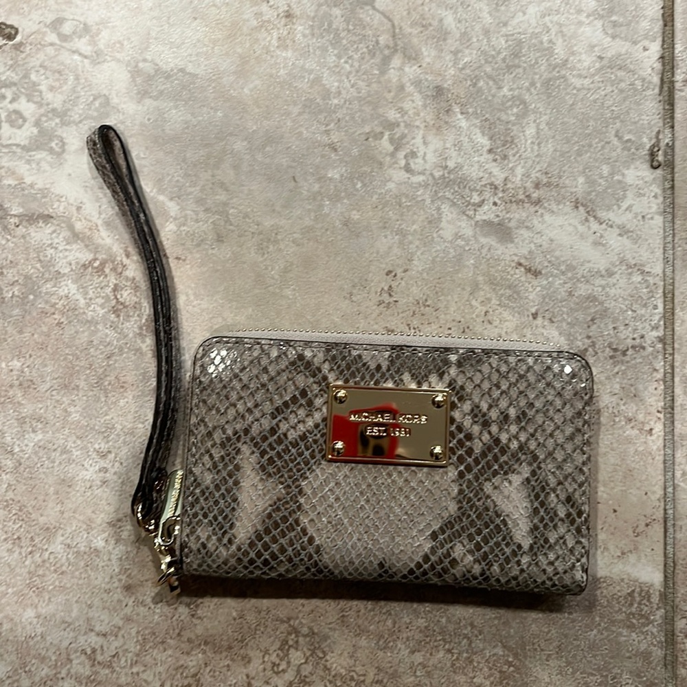 Excellent condition Michael Kors snake skin wristlet wallet